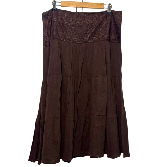 Brown Maxi Skirt Boho Gypsy Hippie Nature Forest Fairy Lagenlook Granola Size XL - Picture 1 of 12